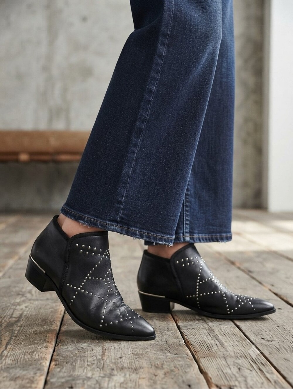 Treasure & Bond Ezra Black Leather Studded Booties